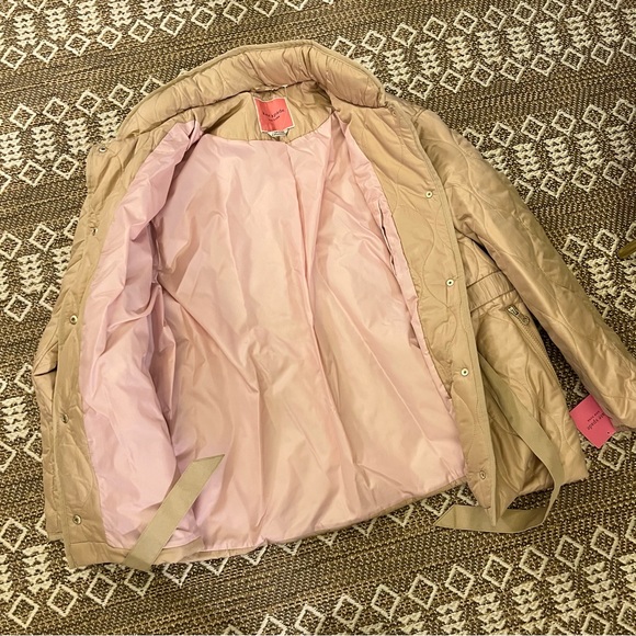 NWT Kate Spade L Relaxed Belted Quilted Anorak Coat Khaki - Picture 7 of 9